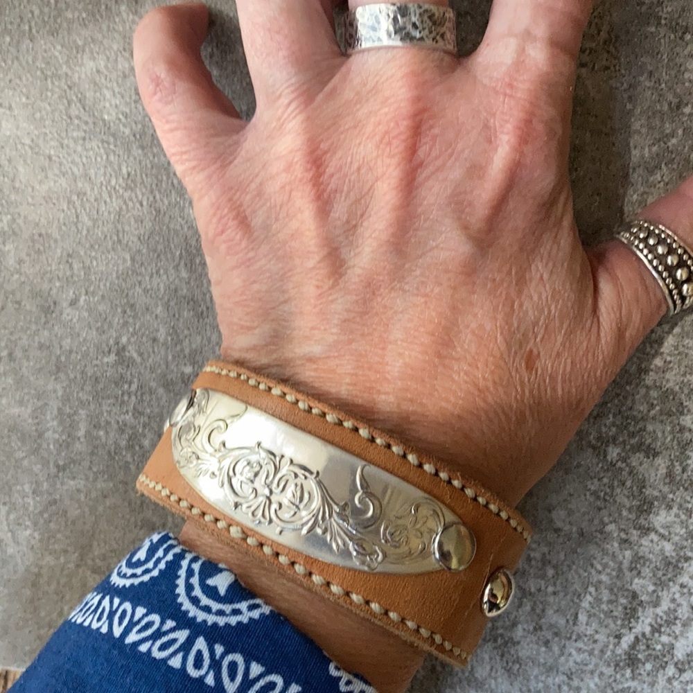 Leather cuff, fits up to 7” wrist